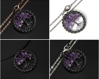 6th wedding iron anniversary gift for her, iron gifts 6th anniversary, iron jewelry 6 year anniversary, amethyst cluster pendant necklace