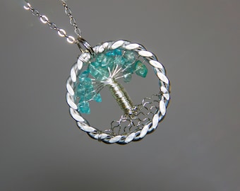 Tin Anniversary Tree of Life Pendant, Peridot Gemstone, 10th Anniversary Gift