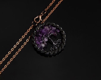 Forged iron necklace, iron man mark, iron wedding anniversary gift for her, twist pendant, 6th anniversary gift amethyst iron necklace