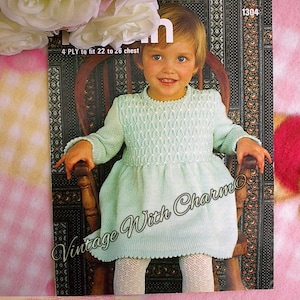 Vintage Knitting Pattern Baby Toddler Girls Smocked Dress PDF