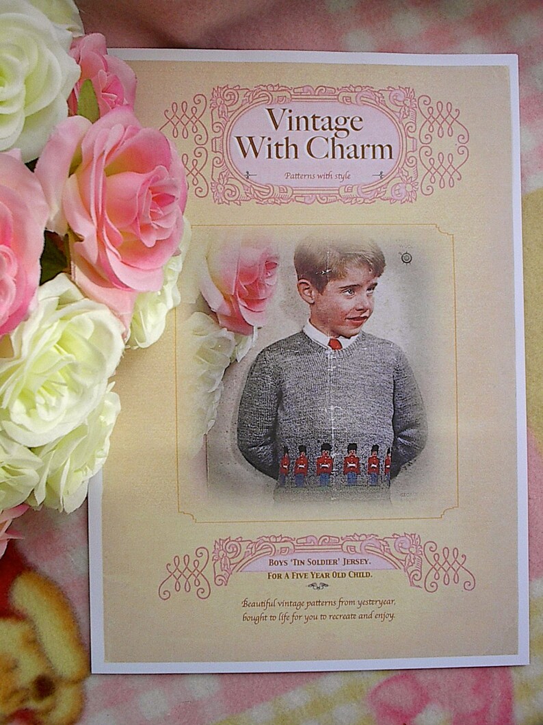 Vintage Knitting Pattern Boys Jumper 'tin Soldier' Guardsman. to Fit 5 Year Old Etsy