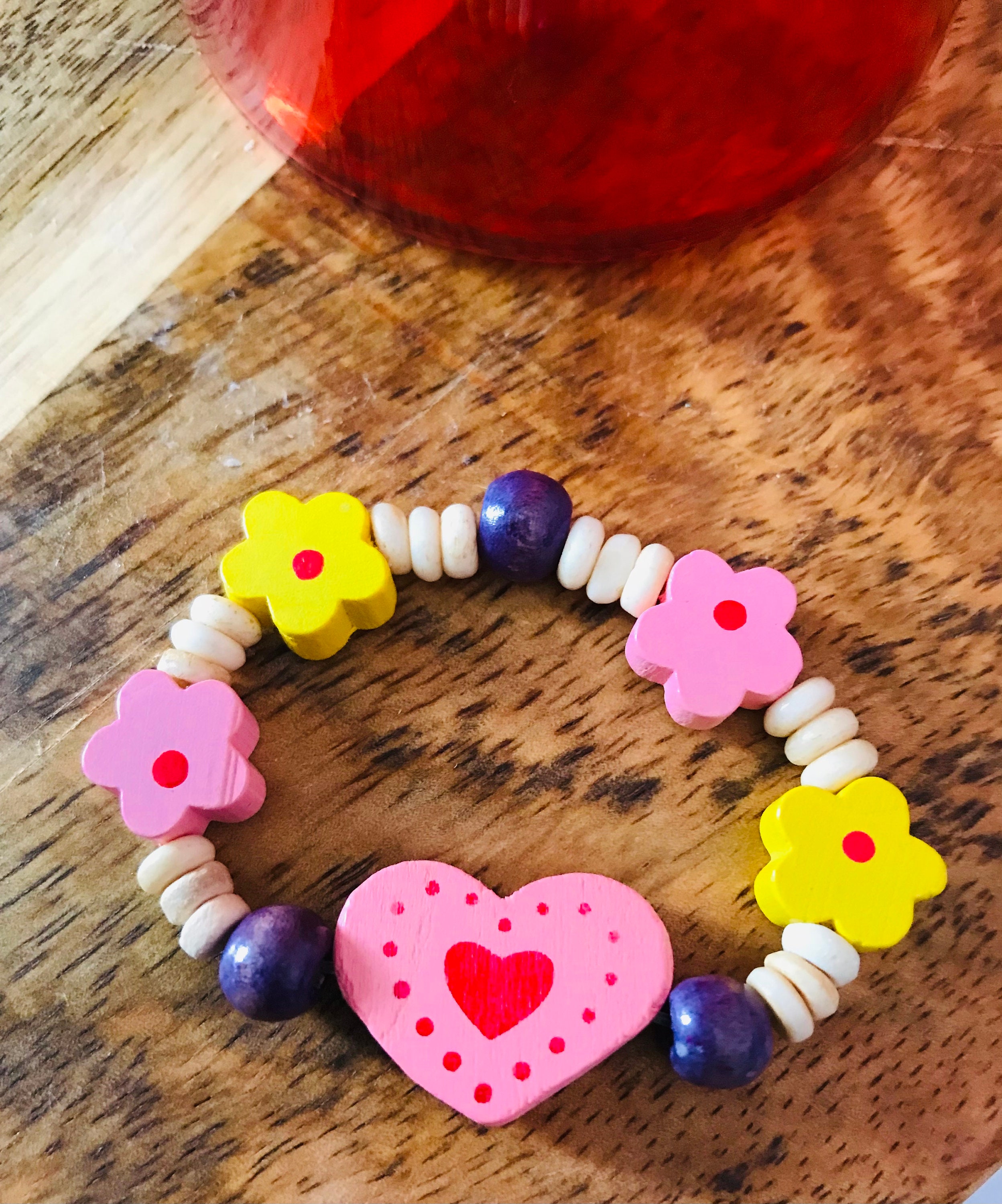 Kid's Beaded Bracelet - Kids Bracelets - Beaded Bracelets - Heart Beaded Bracelets - Hearts- Custom Beaded Bracelets - Plastic Bead