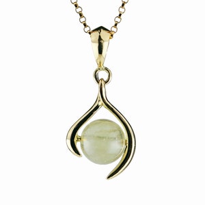 Libyan desert glass gold necklace / 18k yellow gold / Made in Japan / Gift Jewelry / CHARIS Jewelry /