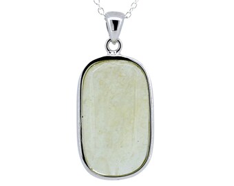 Collier en argent en verre du désert libyen / Egypte / Verre impact météorite / Largeur15mm Hauteur33mm / Argent sterling 925 / CH-SEP23-055 /