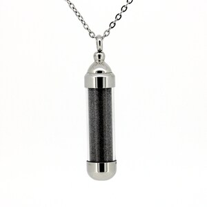 Meteorite dust necklace / Muonionalusta meteorite / Stainless steel / Silver color / Width 10mm / Height 52mm / Unisex / MG-002 /