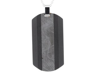 Meteorite Carbon Fiber Necklace / Muonionalusta Meteorite / Carbon Fiber / Stainless steel / Width 20mm / Black / Unisex / CHARIS Jewelry /