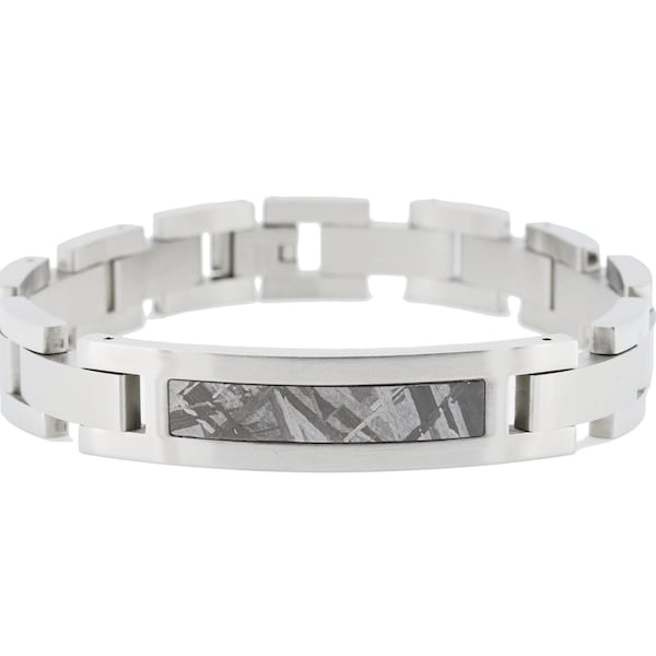Meteorite Bracelet / Muonionalusta Meteorite / Stainless steel / Unisex / Silver / Width 12mm / Length 21cm (8.26inch) / ASB-010