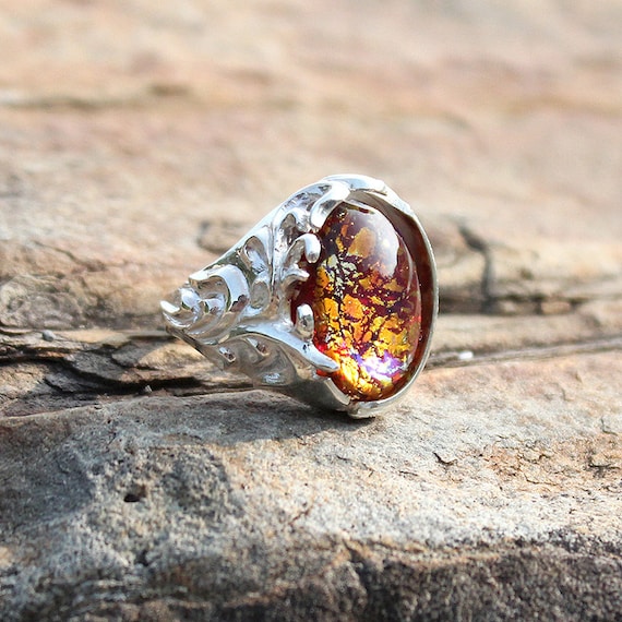 Dragon S Breath Opal Ruby Ring Mexican Fire Opal Ring Etsy Dragon S Breath Opal Ruby Ring Mexican Fire Opal Ring Etsy