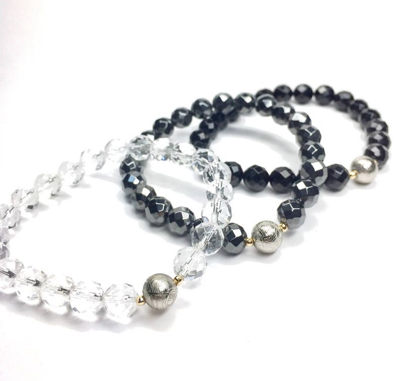 Gold Bracelet,Gift Jewelry,Gold,crystal Gibeon Bracelet,Meteorite Bracelet,Gibeon and Onyx K14 Gold Bracelet,Stone Bracelet Meteorite