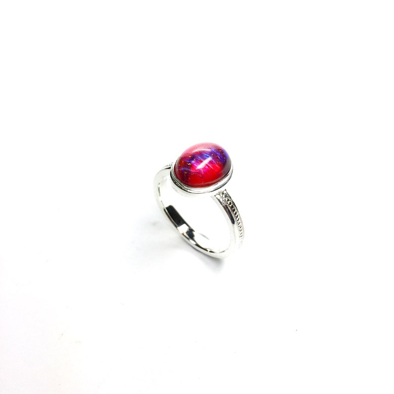 Handmade Gift Jewelry Red Color Ring Mexican Fire Opal Ring Dragon S Breath Opal Ring Natural Vintage Glass Ring Sterling Silver Ring Anniversary Rings Wedding Engagement Somoto Cz