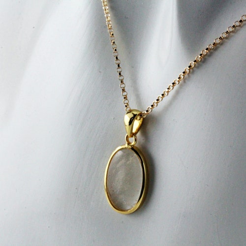 Libyan Desert Glass gold plated necklace / Meteorite necklace / Sterling silver / Natural Glass / Made in JAPAN / CHARIS Jewelry / shops