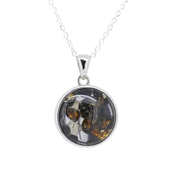 Sericho Pallasite Meteorite Silver Necklace Republic of Kenya