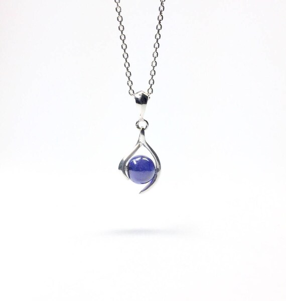 Sapphire Necklace Sapphire Pendant Sterling Silver Sapphire Etsy