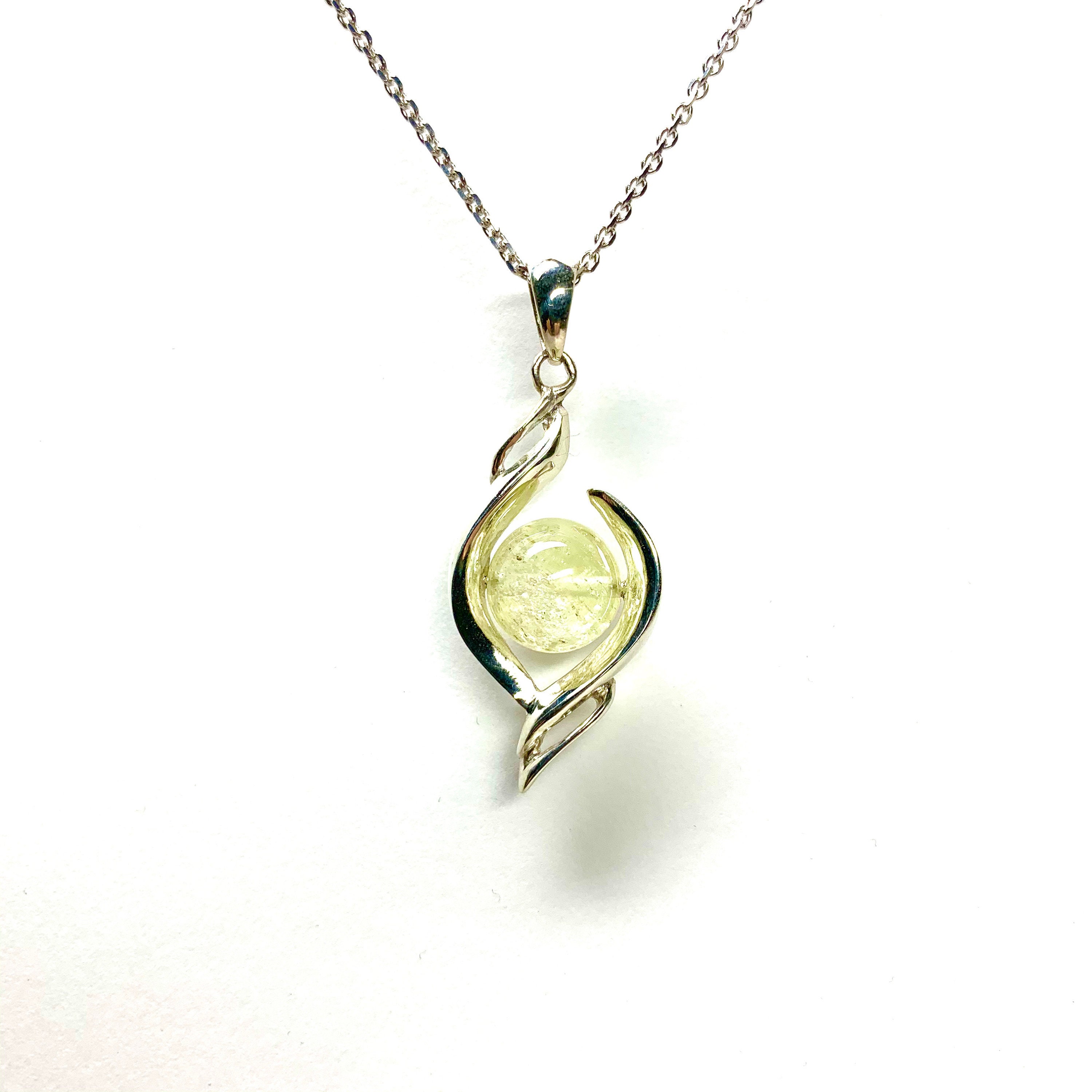Libyan Desert Glass Necklace / Sterling Silver / Round 10mm / Etsy