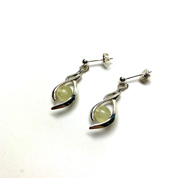 Libyan Desert Glass Earrings Sterling Silver Natural Glass