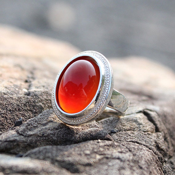 Carnelian Ring Natural Carnelian Ring Gem Stone Carnelian Etsy