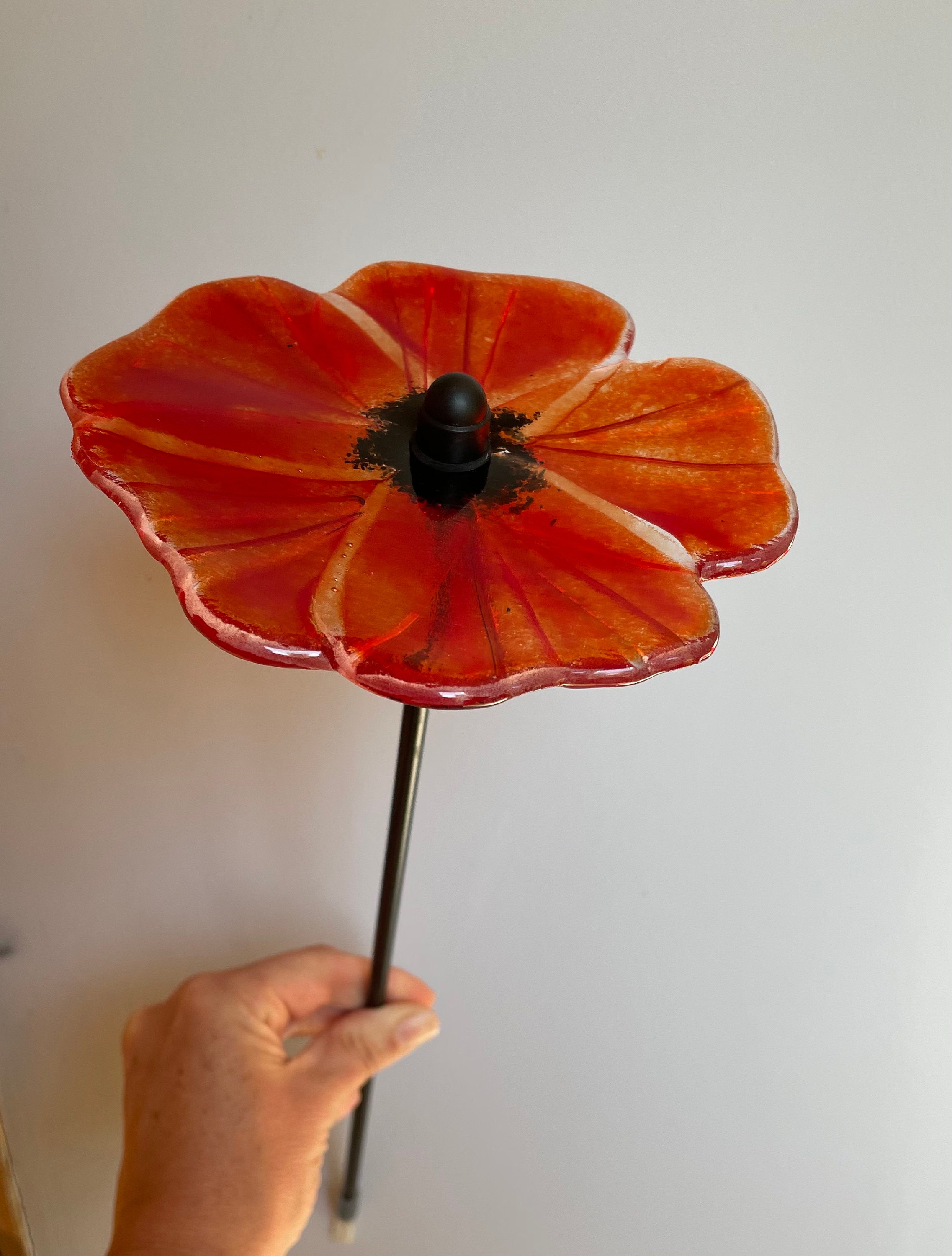 Faux Large Silk Poppy Flower Stem 41 Tall