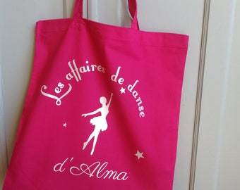 sac rose personnalisé pour les affaires de danse, tote bag personnalisé pour les affaires de danse,