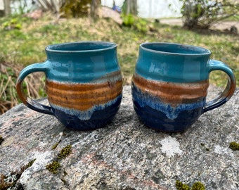 Handmade Ceramic Mug / Pottery / Sea & Sand / 300ml