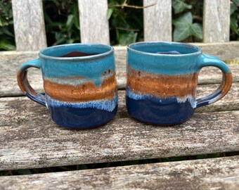 Ceramic Espresso Cup / Handmade Pottery / Sea & Sand / 120ml