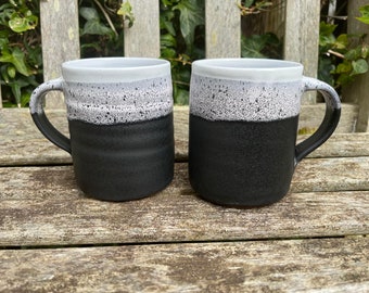 Ceramic Mug / Handmade Pottery / Black & White / 350ml