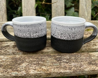 Ceramic Espresso Cup / Handmade Pottery / Black and White / Coffee Cup / Pottery Mug / Monochrome / Housewarming Gift / Espresso Mug / 120ml