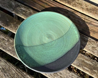 Ceramic Plate / Handmade Pottery / Black & Green