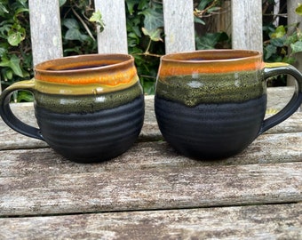 Large Ceramic Mug / Handmade Pottery / orange / 500ml