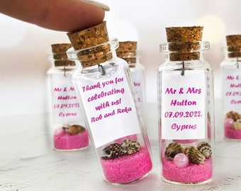 Personalised Mr and Mrs Beach Wedding Favors In Bulk, Coastal Save the Date Gifts For Guests, Destination Wedding Party Message In Bottle
