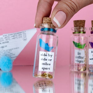 Long Distance Relationship Gift - Miniature Paper Ship and Message in a Bottle - Personalized Best Friend Gift - Big Sister Gift For Her