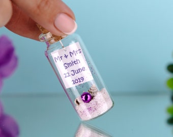 Ultra Violet Wedding Favors, Message in a Bottle, Bridal shower, Purple and White, Thank you gifts for guests, Engagement favors