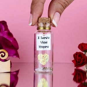 I love you more, Message in a Bottle, Gift for Boyfriend, Girlfriend gift, Miniature Anniversary gift for her Special gift for him Wish jar