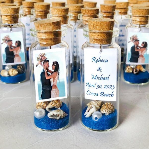 Beach Wedding Favors For Guests With photo, Cruise party Small keepsake, Wedding save date souvenir, Sand in a bottle gift, Favors in bulk