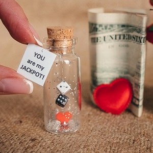 Personalized gift for girlfriend Tiny Message in a Bottle Love Greeting card Funny Valentine card Boyfriend gift