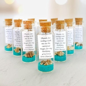 Carnival Cruise Party Favors, Beach in a bottle guest gifts, Personalized cruise party favors with Sand and Seashells, Save the date favors