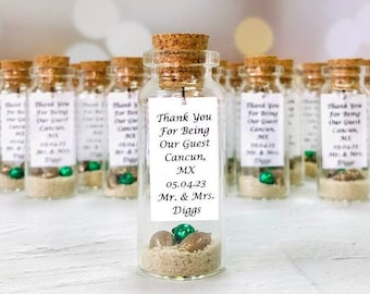 Customize Wedding Favors, Sand In a Bottle Set of 10 Beach Wedding Favors For Guests, Unique Bottle Wedding Invitation Keepsake