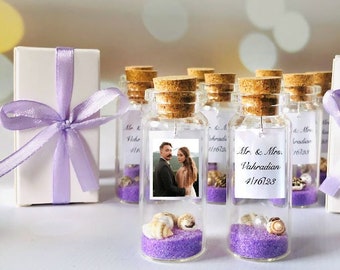 Purple Boho beach wedding photo favors, Destination save the date, Mr and Mrs Wedding party favors in bulk, Personalized gift for guests