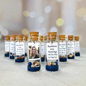 Mother memorial for funeral party, Mom memorial keepsakes for guests, Celebration of life guest gift, Bulk personalized forget me not favor