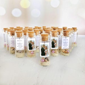 Personalized beach in a bottle favors, Wedding Favors for Guests in bulk, Custom Photo Favors for Nautical party, Save our date guests gifts
