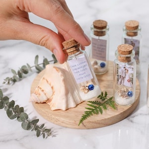 Personalized Favors for Guests, Custom Destination Wedding Party Favor, Message in a Bottle, Beach Sand in Jar, Save the Date Keepsake