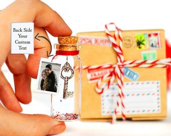 Sentimental gift for girlfriend, Valentine's Day Key to my heart gift for her, I love you gift for girlfriend, Message in a bottle gift