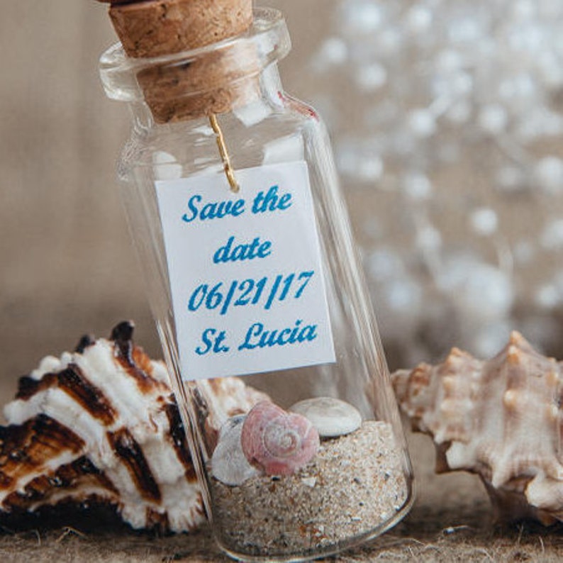 Wedding Favors Blue Save The Date Beach Wedding Favor Ocean Gifts For Guests Small Wedding Keepsake Message In a Bottle image 8