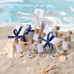 Personalized 80th 90th 100th Birthday Favors, Message in a Bottle with Sand, Unique Birthday Favors for Guests, Photo Thank You for Coming