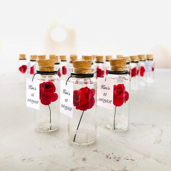 Quinceanera party favor, beauty and beast guest gifts, sweet 16 favours enchanted rose, sweet sixteen souvenirs, personalized quince favors