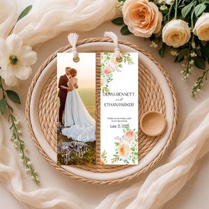 Wedding Favors for Guests in Bulk - Personalized Bookmark - Bulk Wedding Guest Favors - Photo Bookmark with Tassel - Double Sided Bookmark