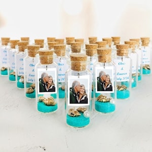 60th anniversary party favors for guests, Personalized thank you favors with photo, Nautical party gift for your guest, Save the date bottle