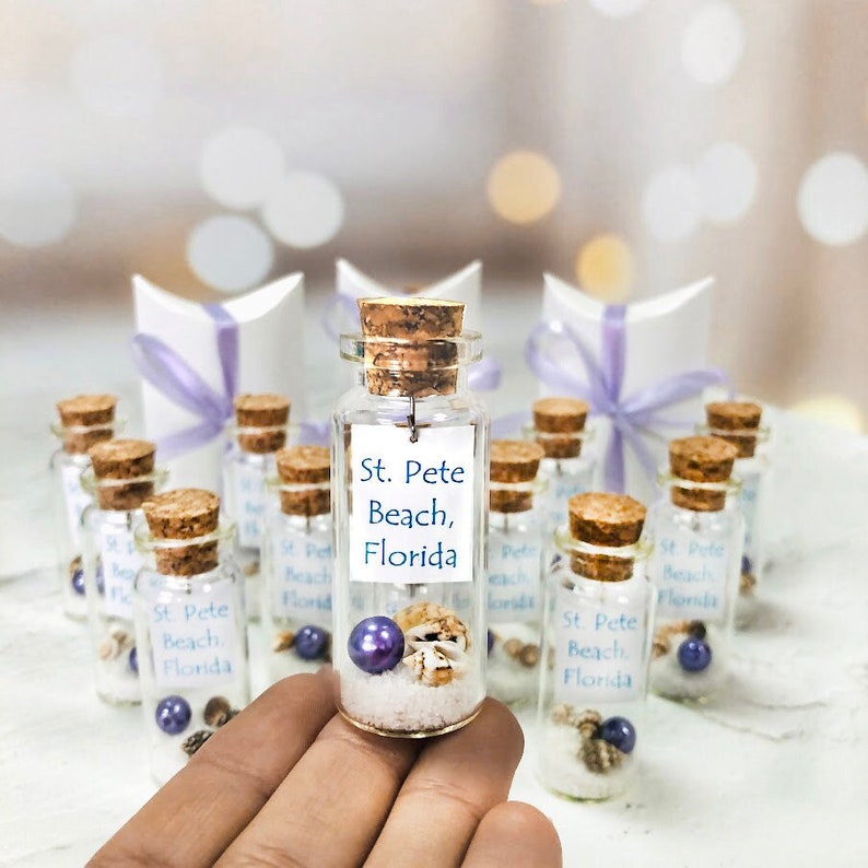 Personalized Favors in Bulk, Set of 10 Beach Wedding Invites Nautical Message In a Bottle Beach Wedding Favors For Guests image 1