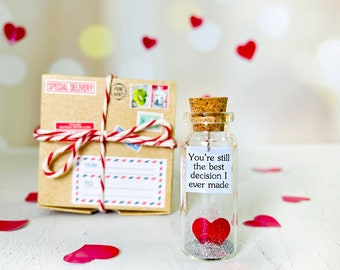 Cadeau personnalisé Saint-Valentin pour petit ami ou petite amie, cadeaux d'anniversaire pour couple, message romantique unique dans une bouteille, fête des amoureux