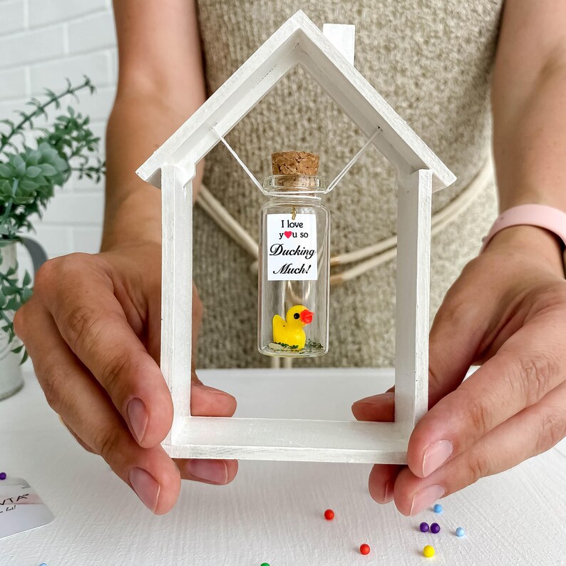 Personalized soulmate gift, Mini gift box with little duck for Anniversary, Miniature Rubber Duck, BFF Birthday Gift For Her Girlfriend Gift image 3