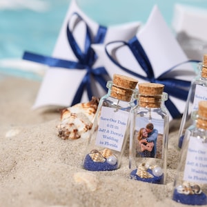Wedding Favors Blue Save The Date Beach Wedding Favor Ocean Gifts For Guests Small Wedding Keepsake Message In a Bottle